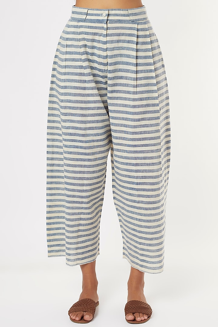 Blue Cotton Pants by 3X9T at Pernia's Pop Up Shop