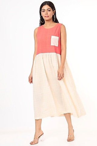 Coral Color-Blocked Dress by 3X9T