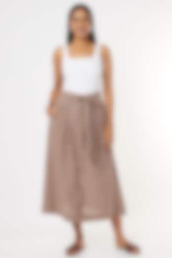 Maroon Cotton Midi Skirt by 3X9T