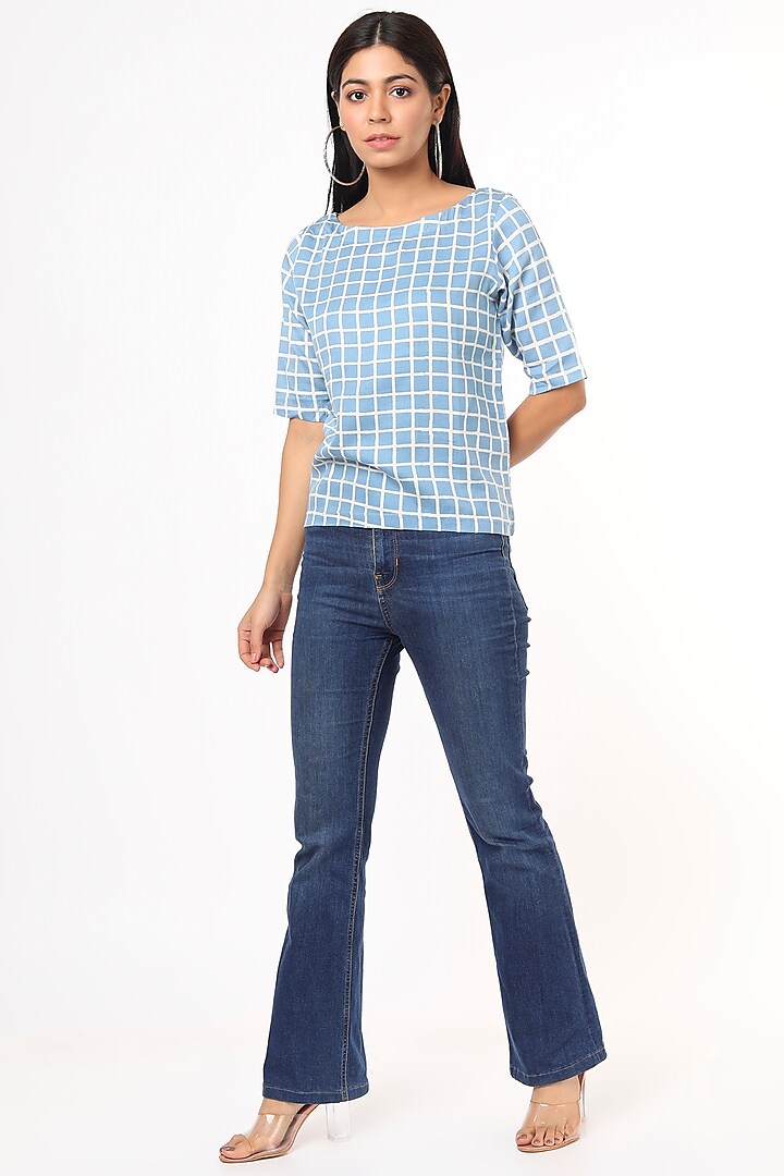 Pastel Blue Checkered Top by 3X9T