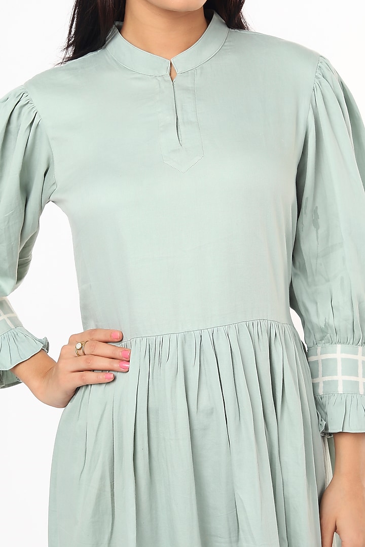 Mint Cotton Satin Midi Dress by 3X9T at Pernia's Pop Up Shop