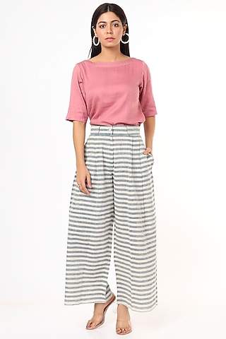 Blush Pink Cotton Satin Top by 3X9T