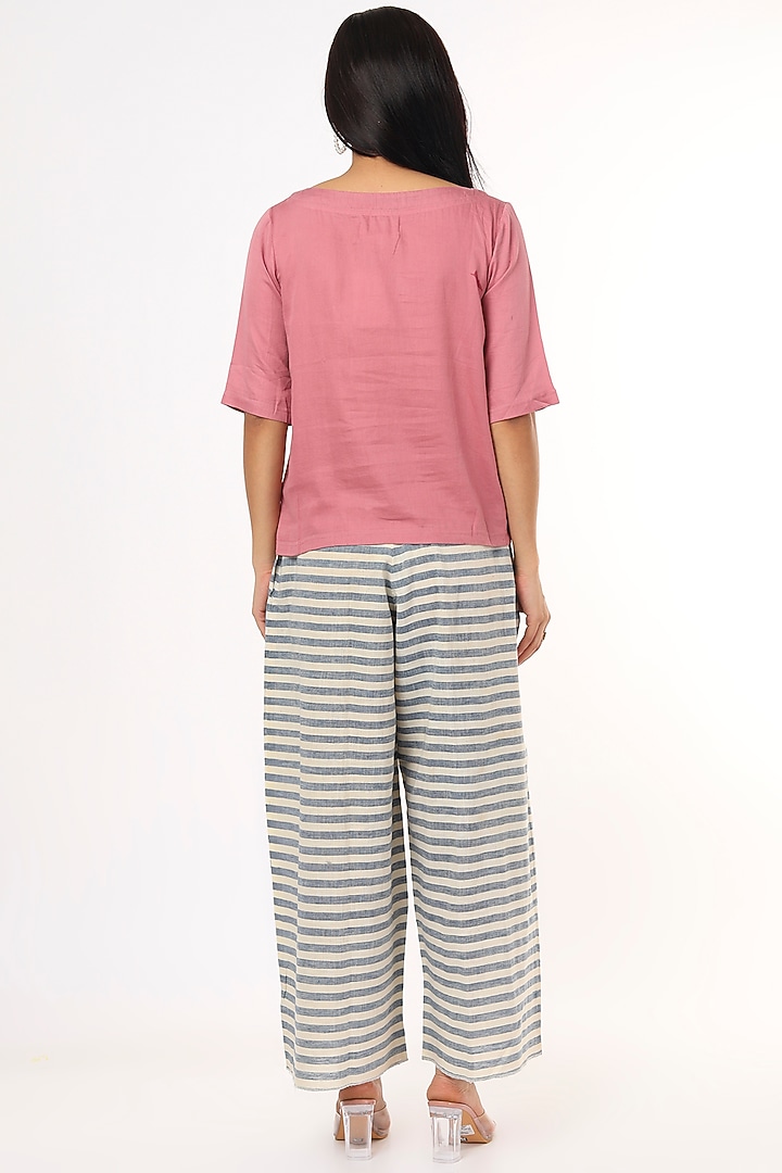 Blush Pink Cotton Satin Top by 3X9T at Pernia's Pop Up Shop