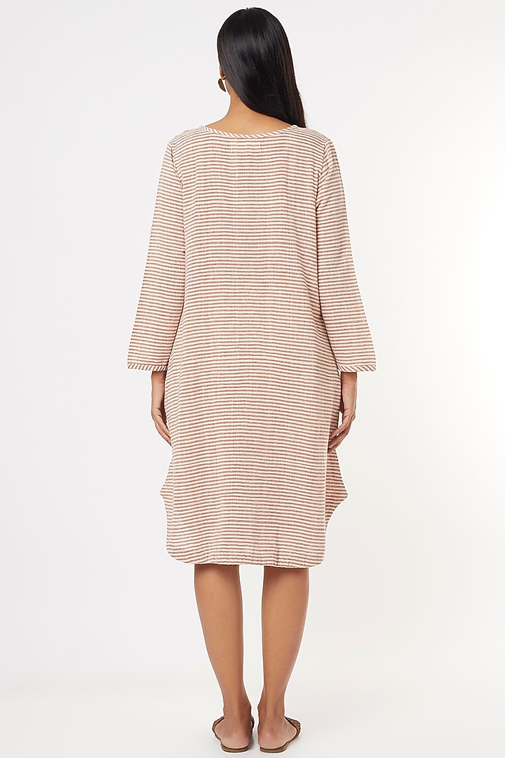 Red Striped Midi Summer Dress by 3X9T at Pernia's Pop Up Shop