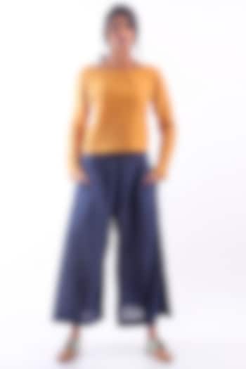 Mustard Top With Boat Neck by 3X9T at Pernia's Pop Up Shop