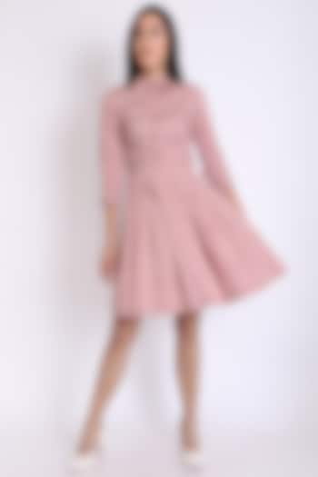 Pink Printed Dress With Box Pleats by 3X9T