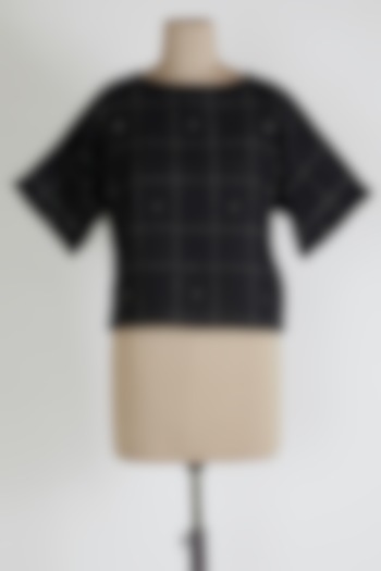 Black Top With Boat Neck by 3X9T at Pernia's Pop Up Shop