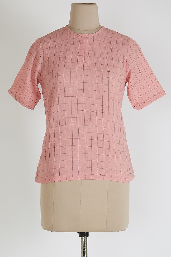 Blush Pink Top With Half Sleeves by 3X9T at Pernia's Pop Up Shop