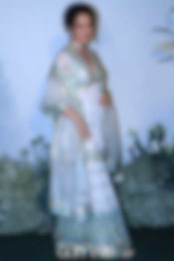 White Georgette Embellished Gharara Set by GOPI VAID