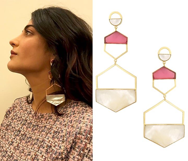 Gold Plated Pink Quartz Larva Earrings available only at Pernia's Pop Up Shop.