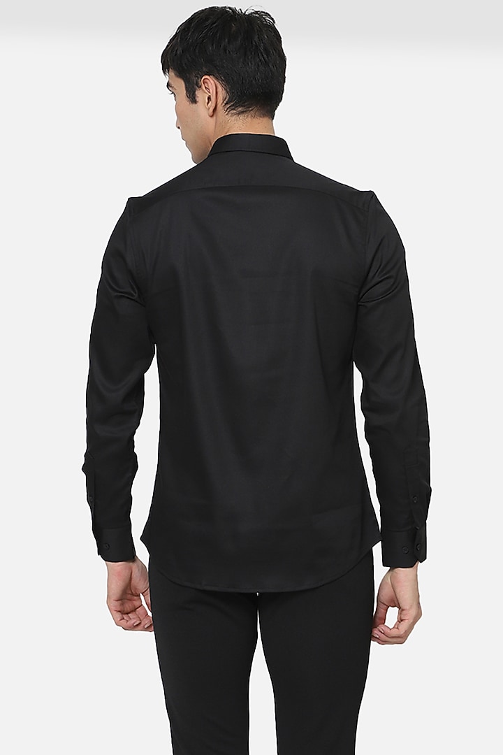 Black Cotton Lycra Zari Embellished Summer Shirt by Komal Kothari at Pernia's Pop Up Shop
