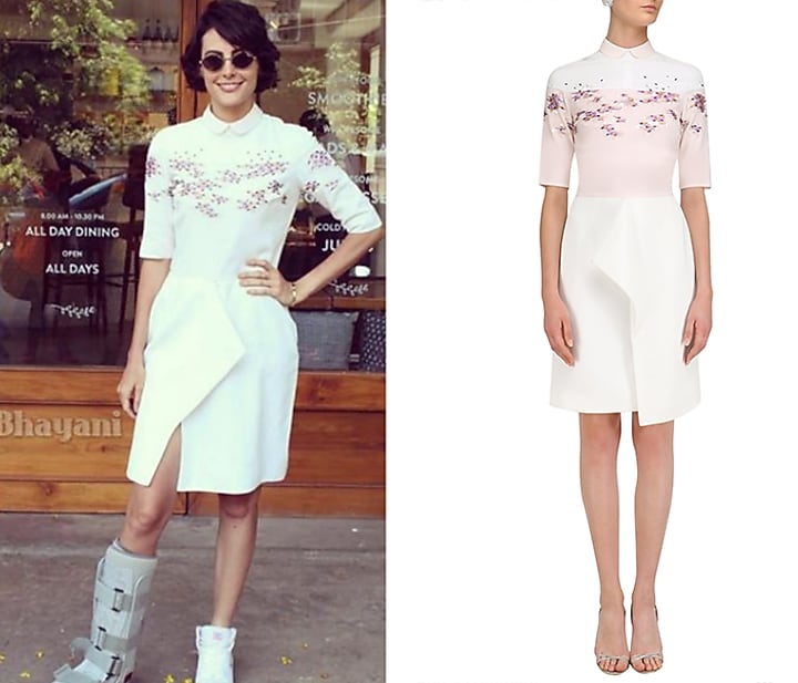 Ivory embroidered peter panel collared dress available only at Pernia's Pop Up Shop.