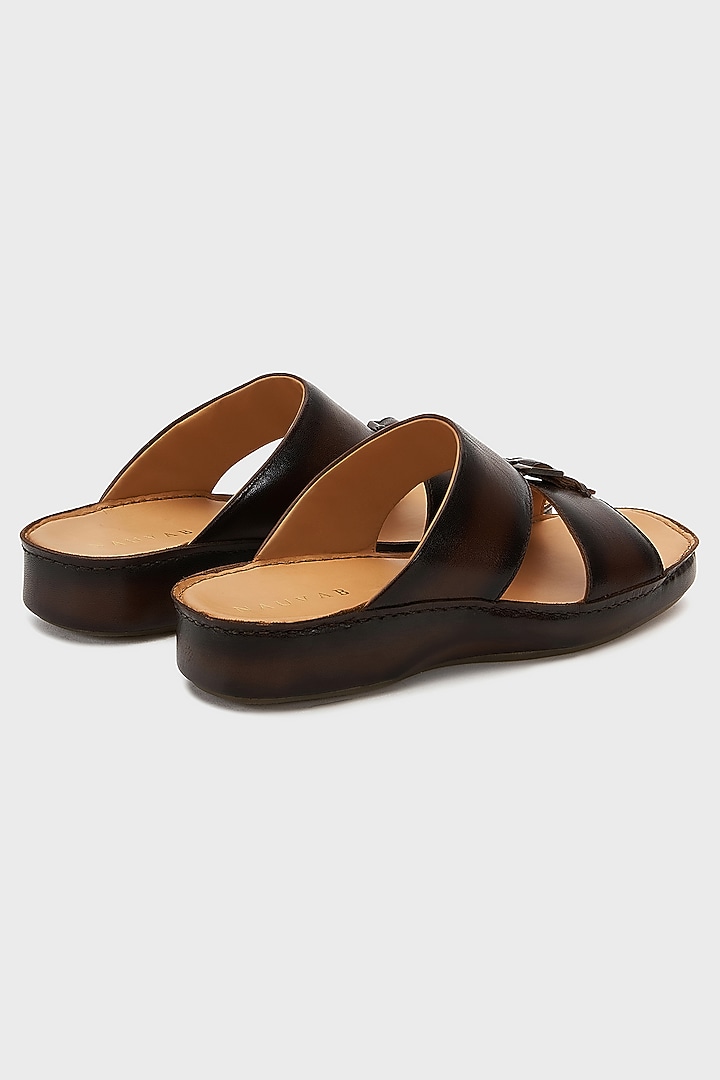 Brown Leather Sandals by Nauvab at Pernia's Pop Up Shop