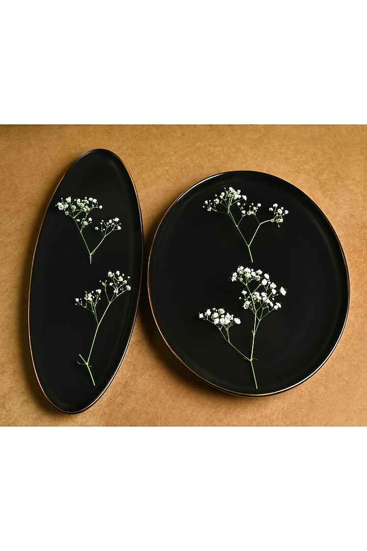 Matt Black Ceramic Oval Platter by Home Struck
