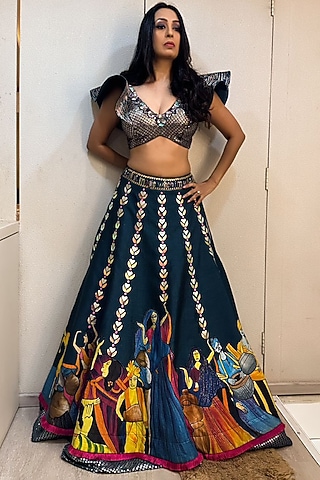 Green Embroidered Lehenga Set by Arpita Sulakshana