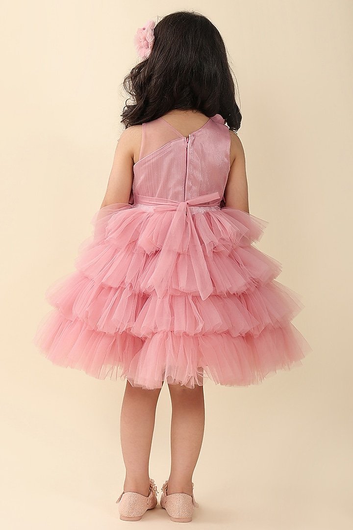 Pink Poly Silk Dress For Girls by A.T.U.N. (All Things Uber Nice) at Pernia's Pop Up Shop