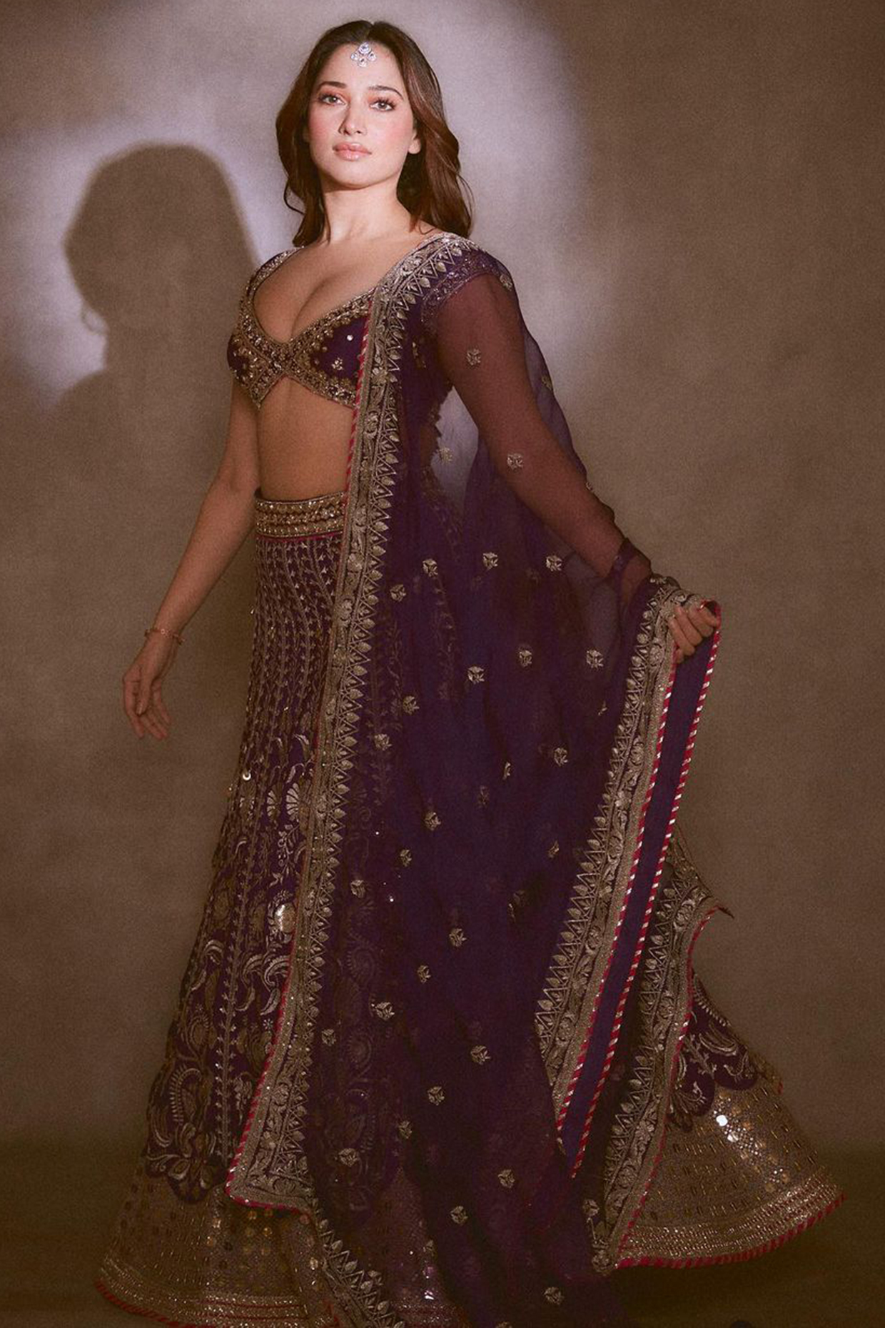 Purple Tussar Sequins & Gota Embroidered Bridal lehenga for 22 Lehenga Set by GOPI VAID at Pernia's Pop Up Shop