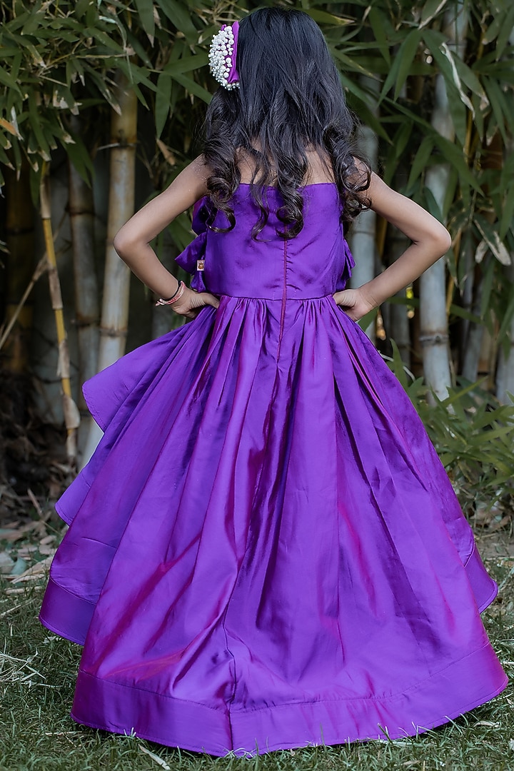 Violet Taffeta Silk Dress For Girls by PEAR BEAR at Pernia's Pop Up Shop