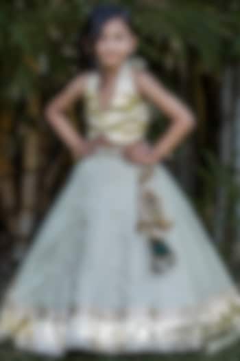 Green Gota & Tissue Lace Work Lehenga Set For Girls by PEAR BEAR at Pernia's Pop Up Shop
