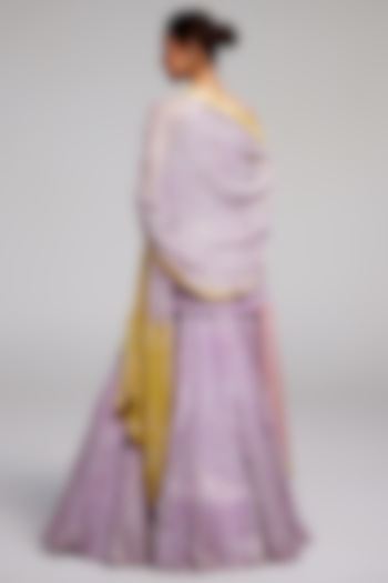 Lilac Shimmer Chiffon Bridal Lehenga Set by Monika Nidhee at Pernia's Pop Up Shop