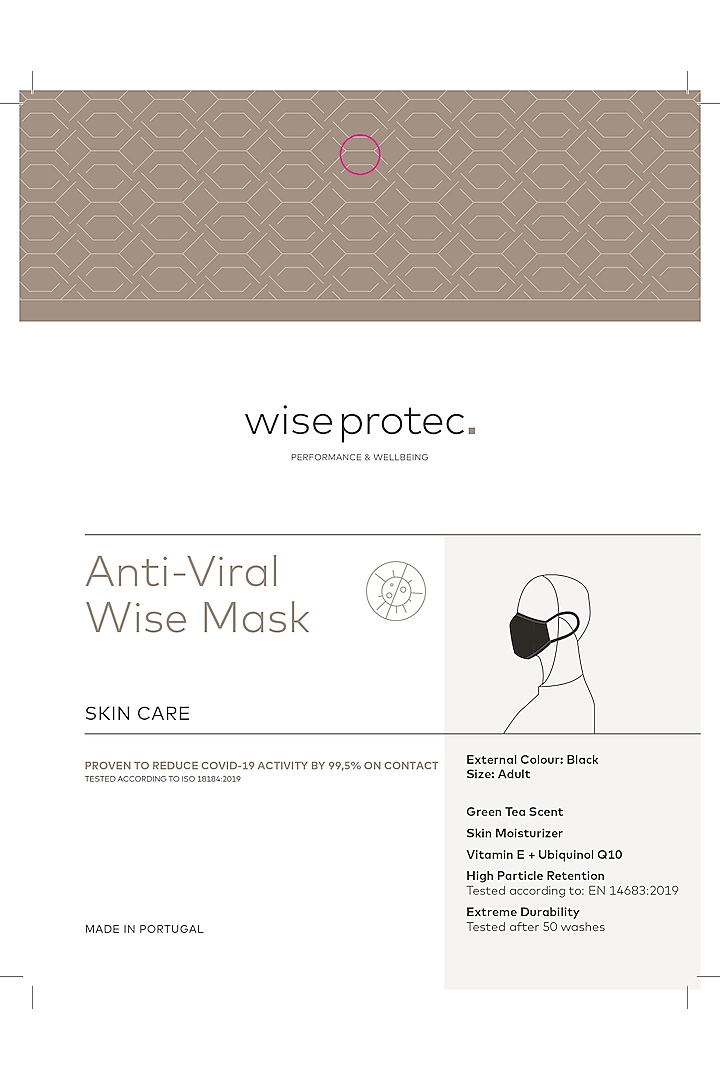Black Vitamin E Infused Self Sterilizing Masks (Set of 3) by Wiseprotec at Pernia's Pop Up Shop