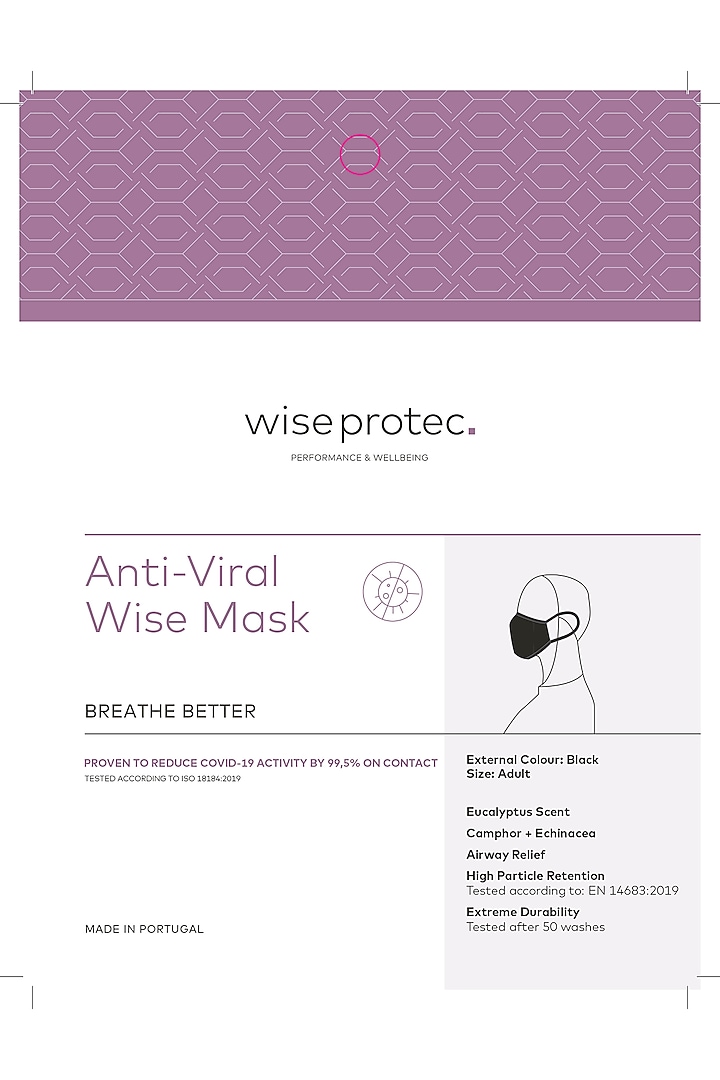 Black Self Sterilizing Masks (Set of 5) by Wiseprotec at Pernia's Pop Up Shop