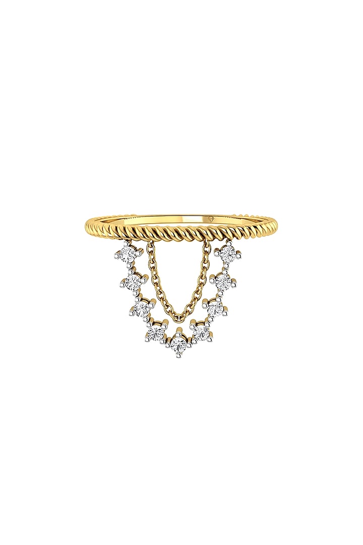 Two-Tone Finish Round-Shaped Diamond Chain Ring by La marque M at Pernia's Pop Up Shop