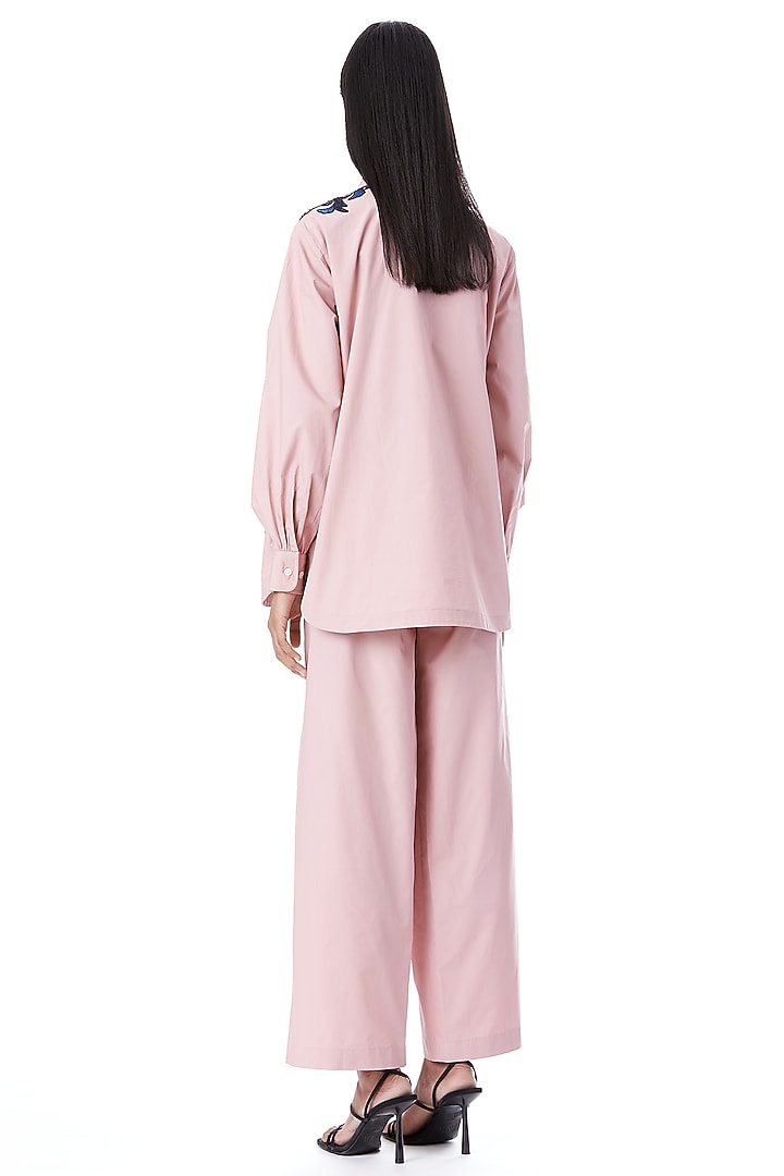 Pink Cotton Embellished Shirt by Kanika Goyal at Pernia's Pop Up Shop