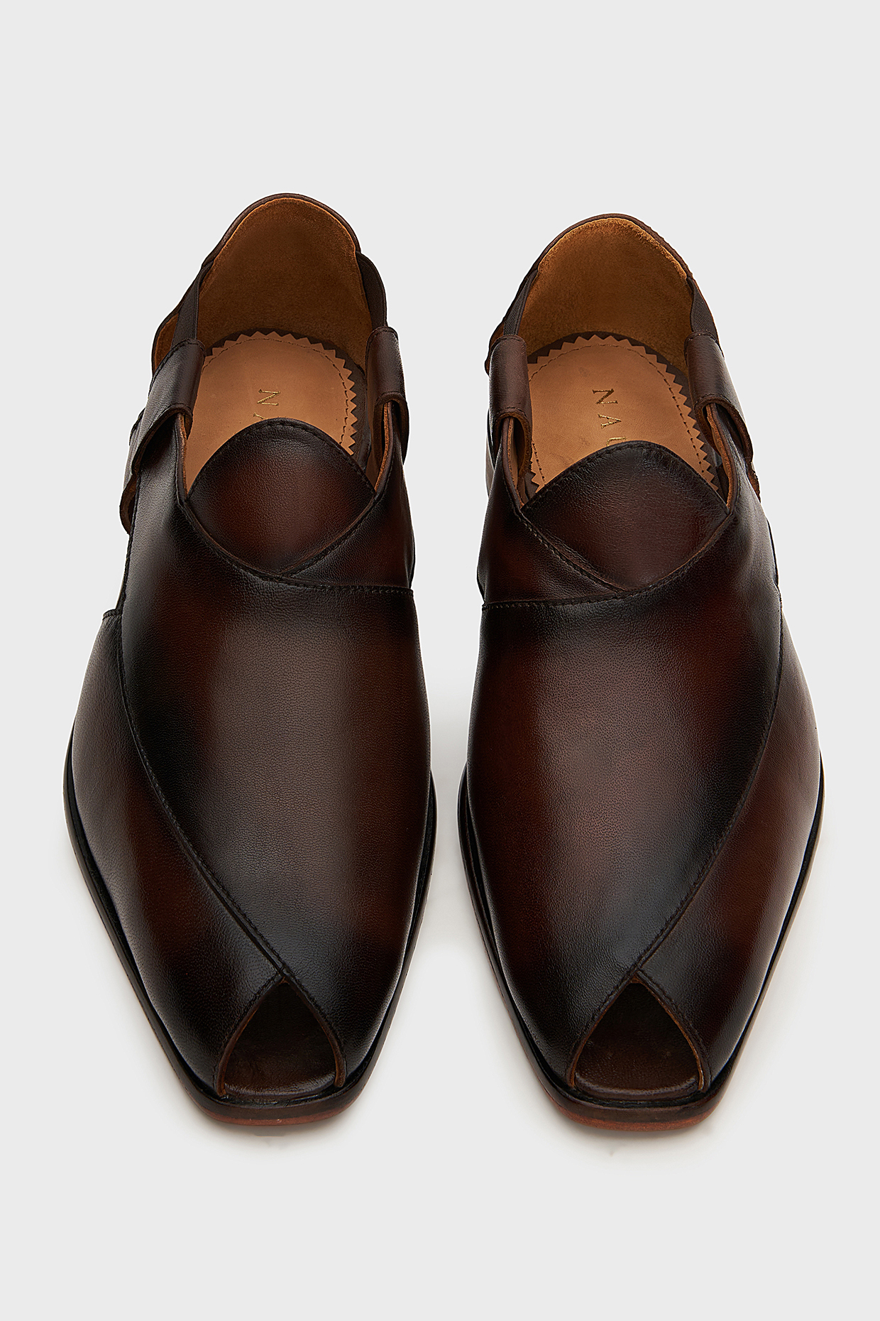 Brown Leather Peshawari Sandals by Nauvab