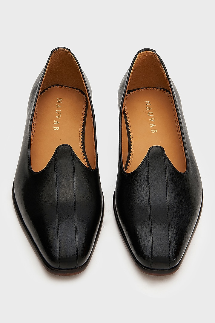 Black Leather Nagras by Nauvab at Pernia's Pop Up Shop