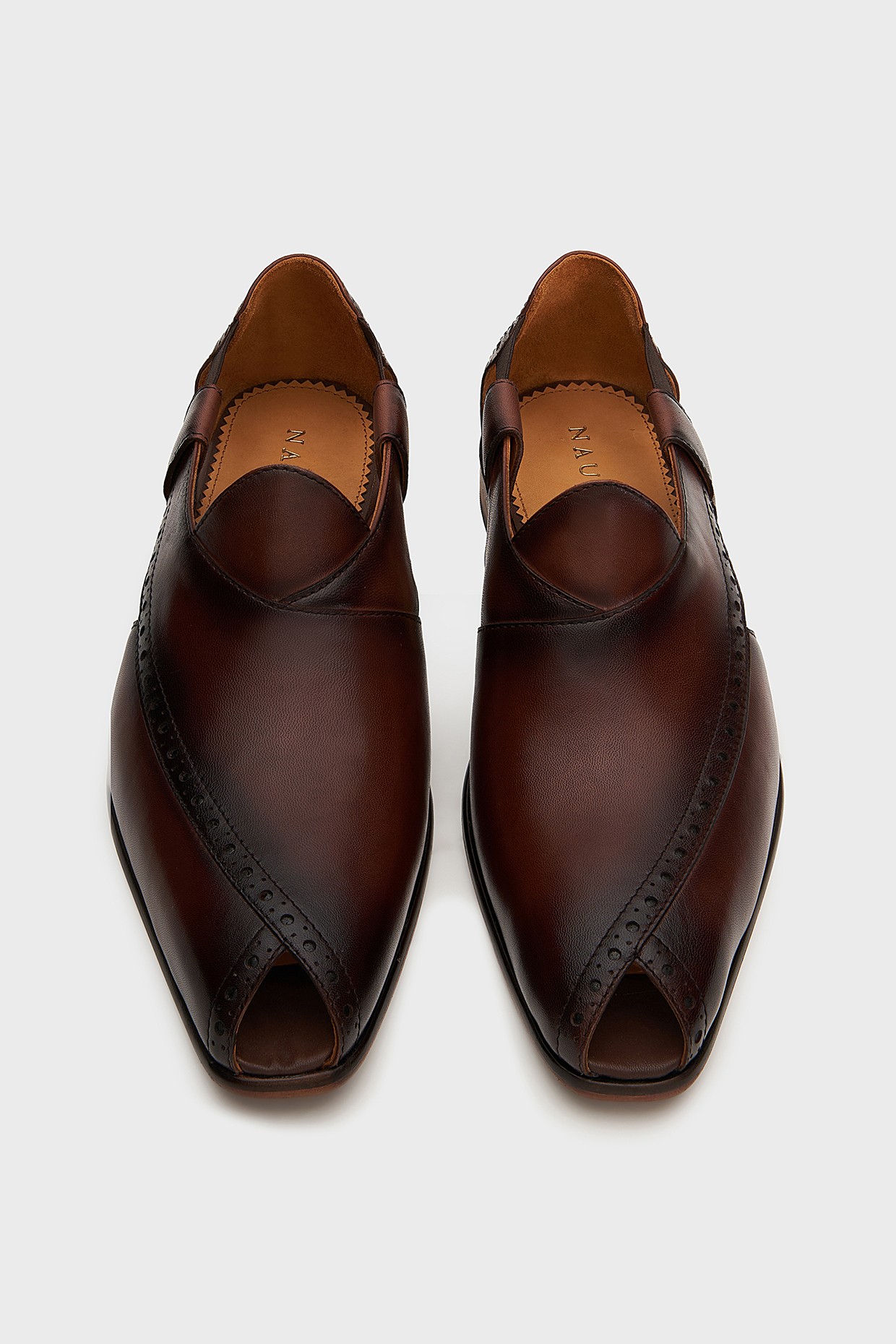 Brown Leather Peshawari Sandals by Nauvab