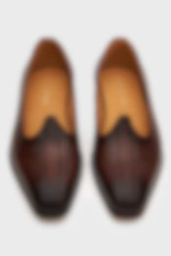 Brown Leather Nagras by Nauvab at Pernia's Pop Up Shop