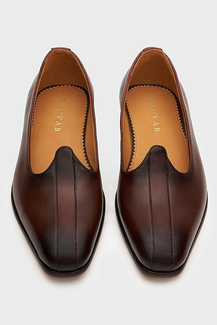 Brown Leather Nagras by Nauvab at Pernia's Pop Up Shop