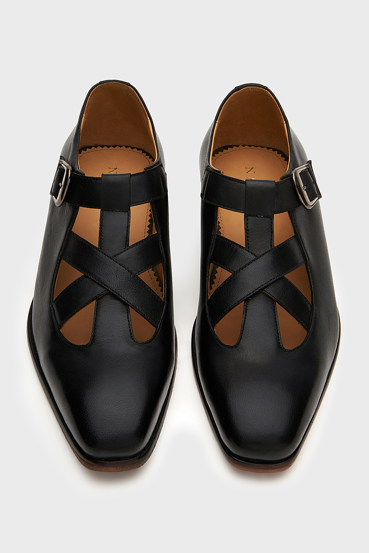 Black Leather Samrat Sandals by Nauvab