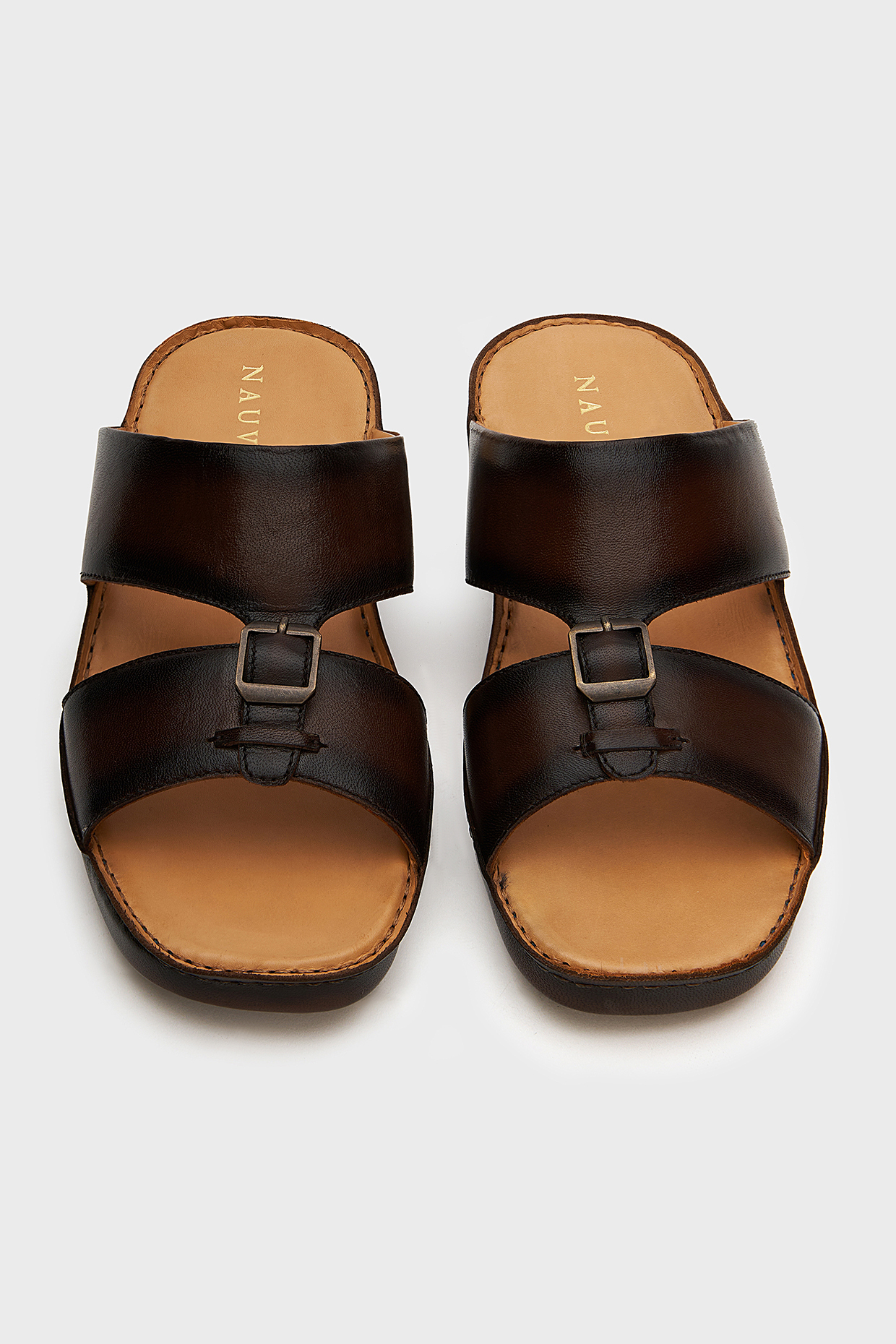Brown Leather Sandals by Nauvab