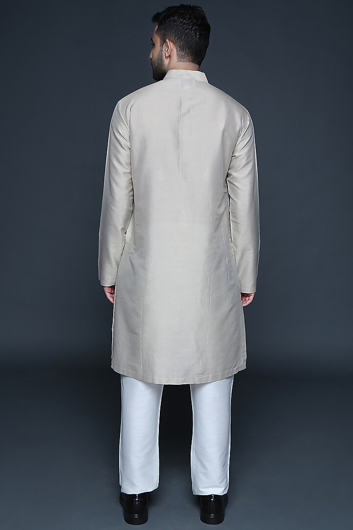 Stone Grey Embroidered Kurta Set by Sanjev Marwaaha Men at Pernia's Pop Up Shop