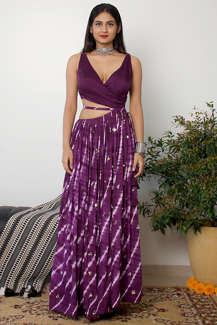 Grape Purple Tie-Dye Gown by Dhwaja