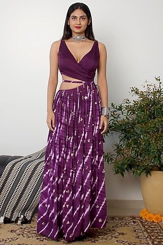 Grape Purple Tie-Dye Gown by Dhwaja
