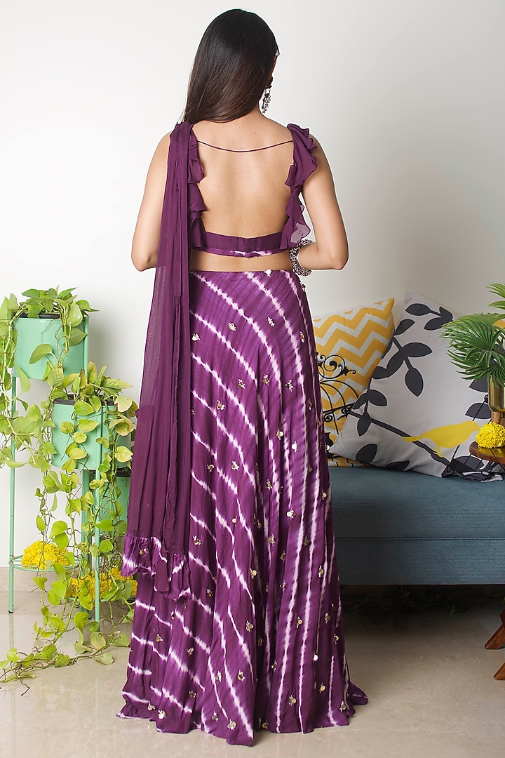 Grape Purple Tie-Dye Lehenga Set by Dhwaja at Pernia's Pop Up Shop