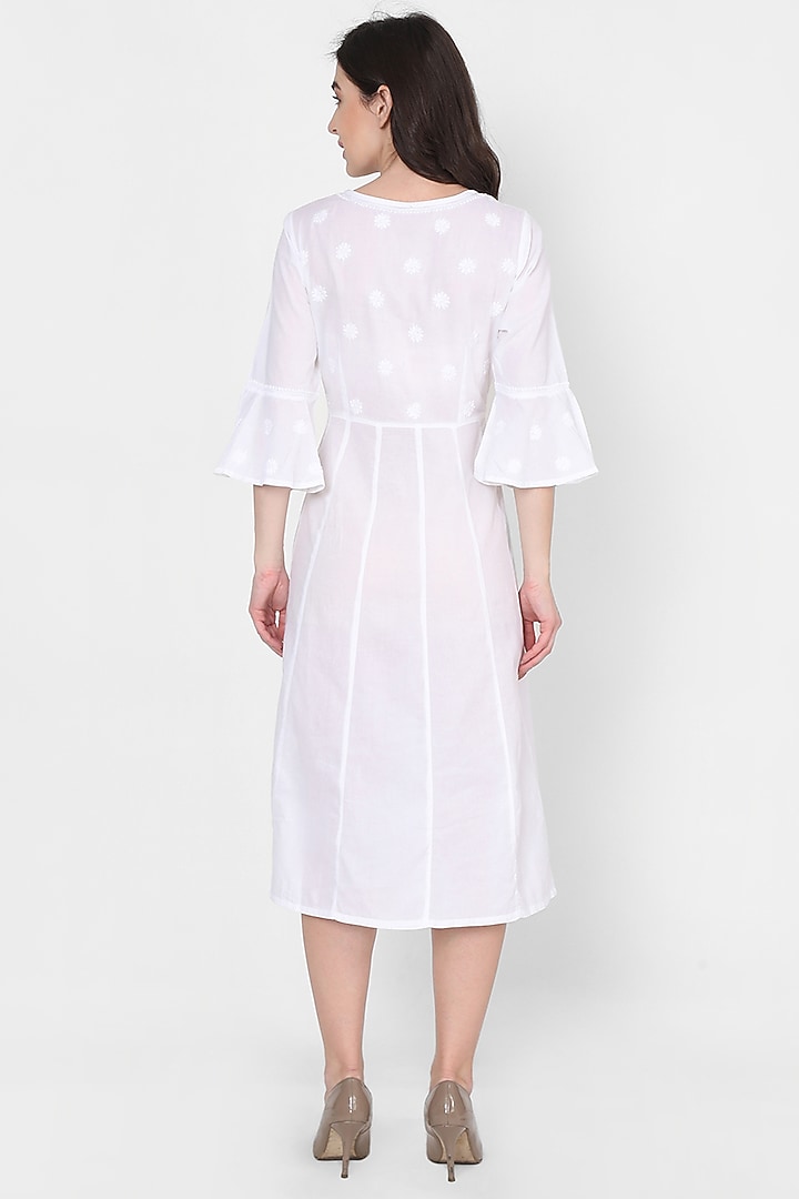 White Chikankari Embroidered Tunic by House Of Kari at Pernia's Pop Up Shop