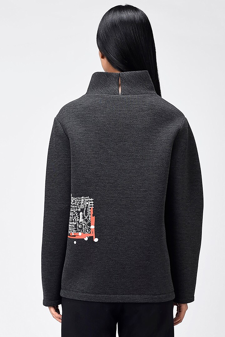 Grey Cotton Printed Sweatshirt by Genes Lecoanet Hemant at Pernia's Pop Up Shop