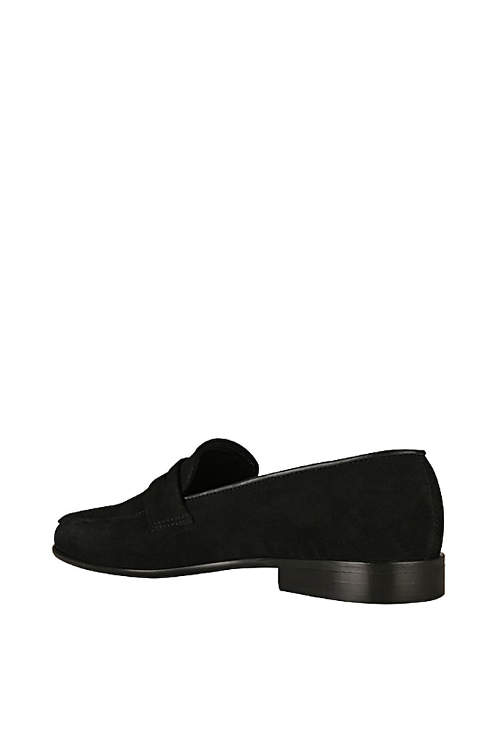 Black Suede Handmade Penny Loafers by SKO Men at Pernia's Pop Up Shop