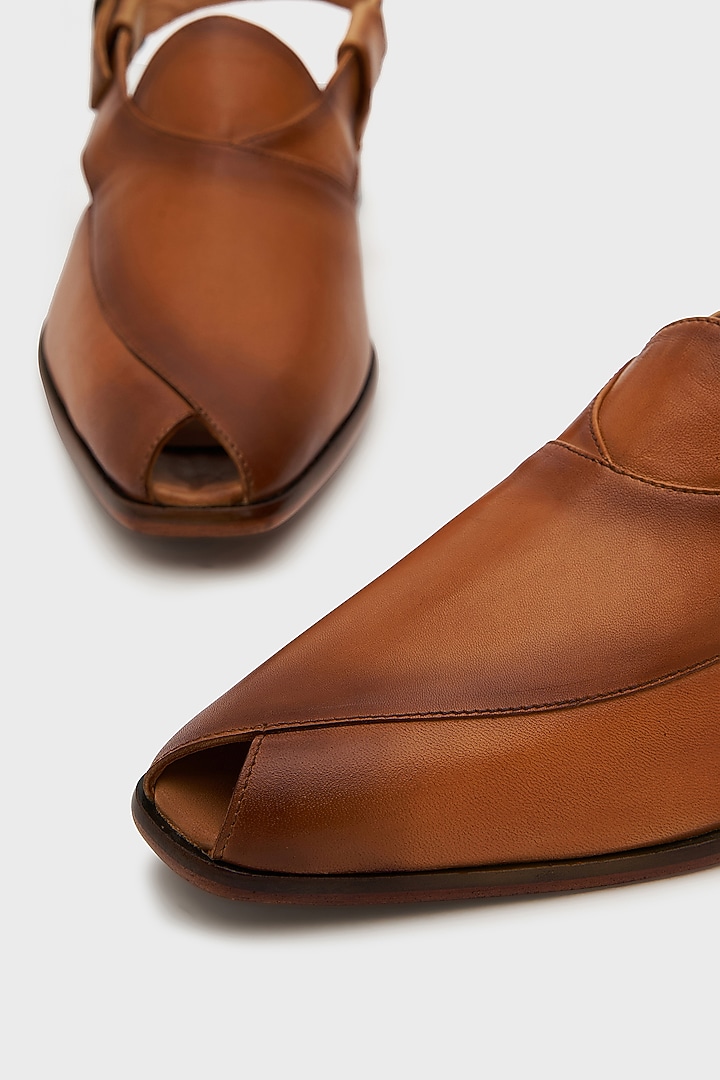 Tan Leather Peshawari Sandals by Nauvab at Pernia's Pop Up Shop