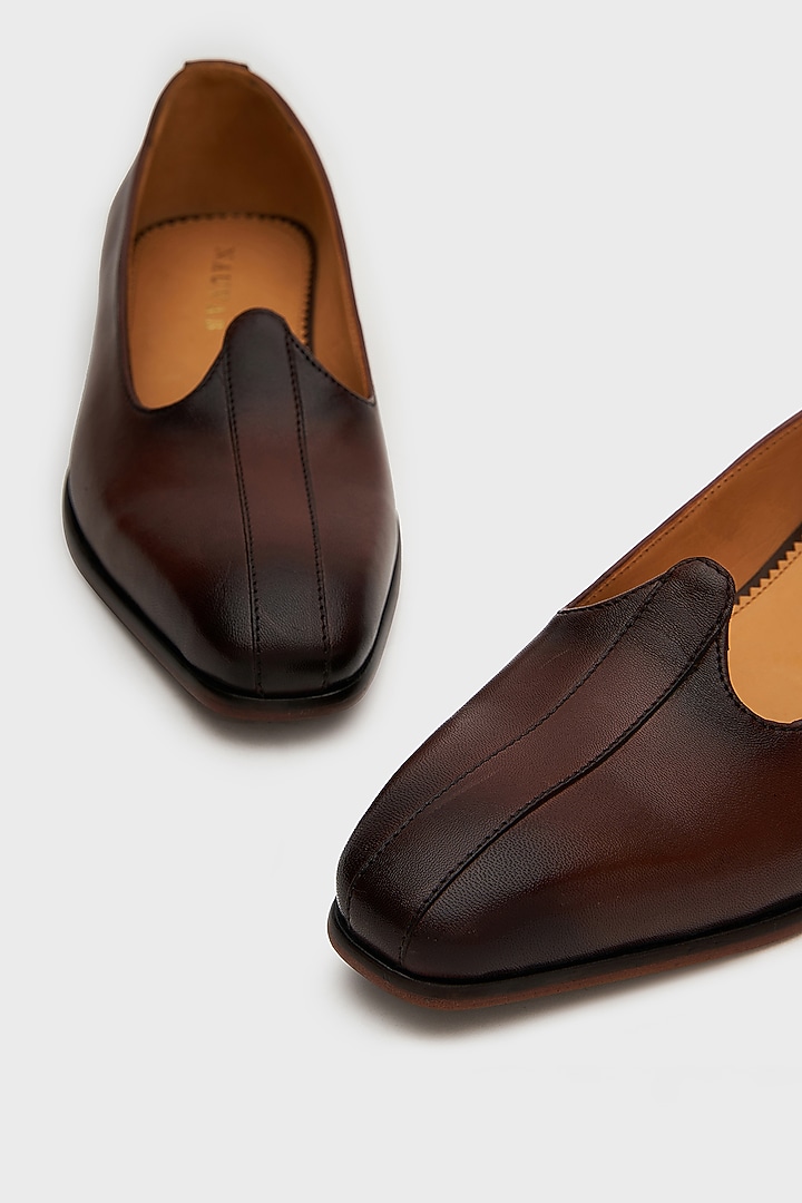 Brown Leather Nagras by Nauvab at Pernia's Pop Up Shop