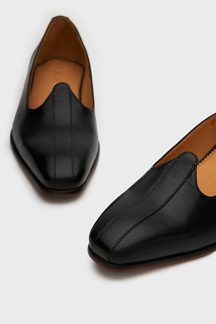 Black Leather Nagras by Nauvab at Pernia's Pop Up Shop