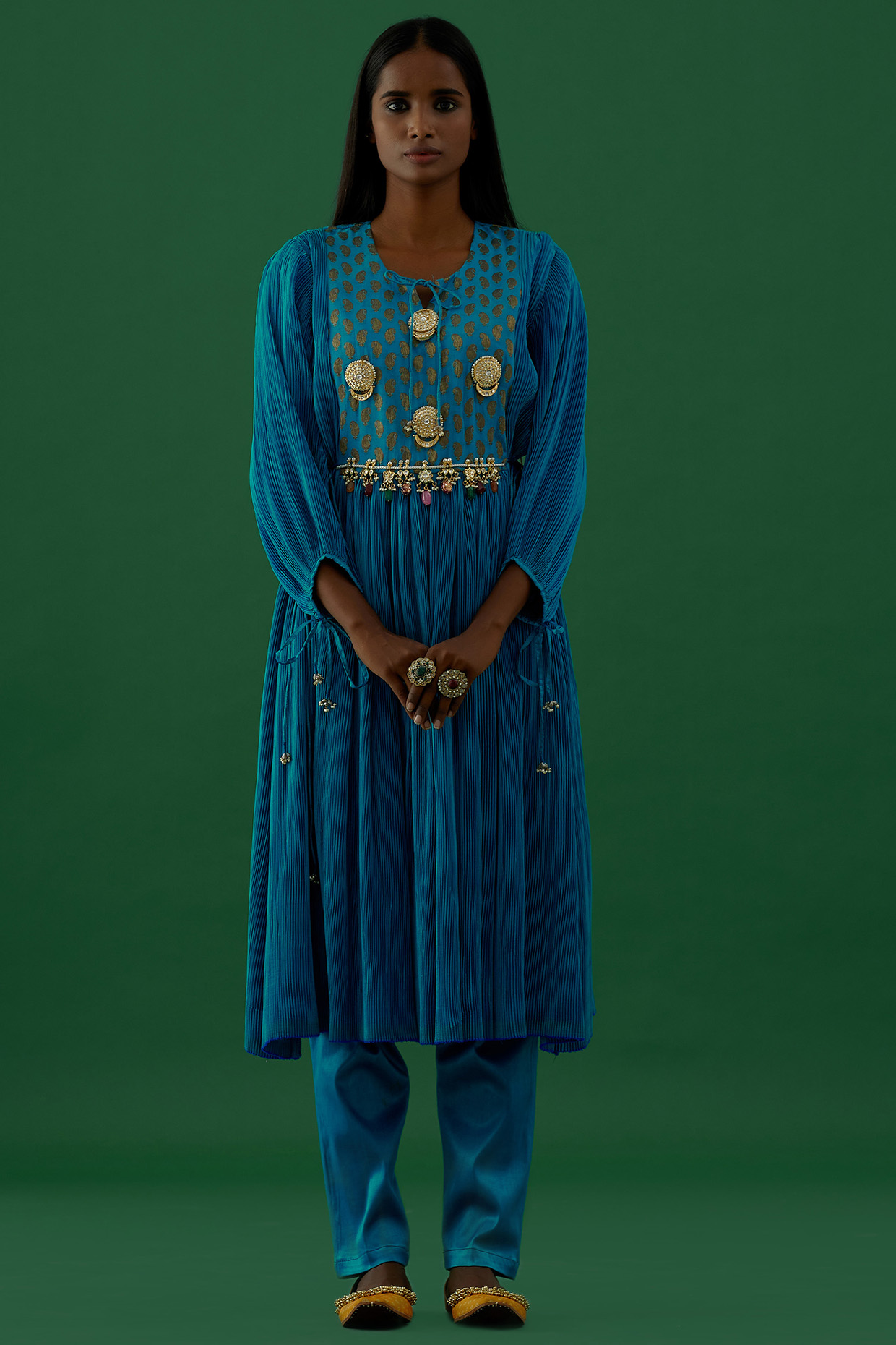 Cobalt Blue Embellished Kurta Set by 5 Elements Apparel at Pernia's Pop Up Shop