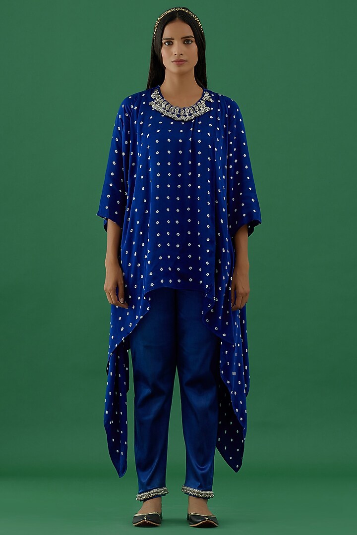 Blue Satin Lycra Pants by 5 Elements Apparel at Pernia's Pop Up Shop