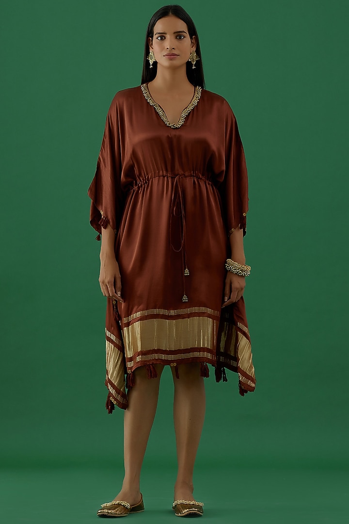Brown Lagdi Patta Kaftan by 5 Elements Apparel at Pernia's Pop Up Shop