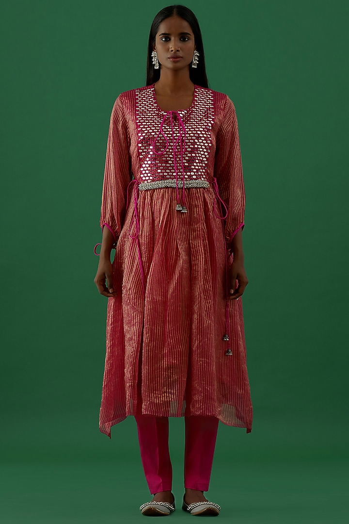 Red Embellished Kurta Set by 5 Elements Apparel at Pernia's Pop Up Shop