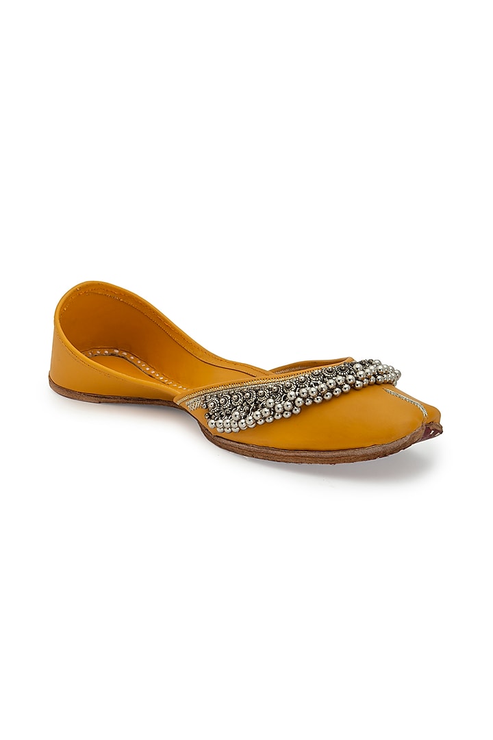 Yellow Ghungroo Embellished Juttis by 5 Elements